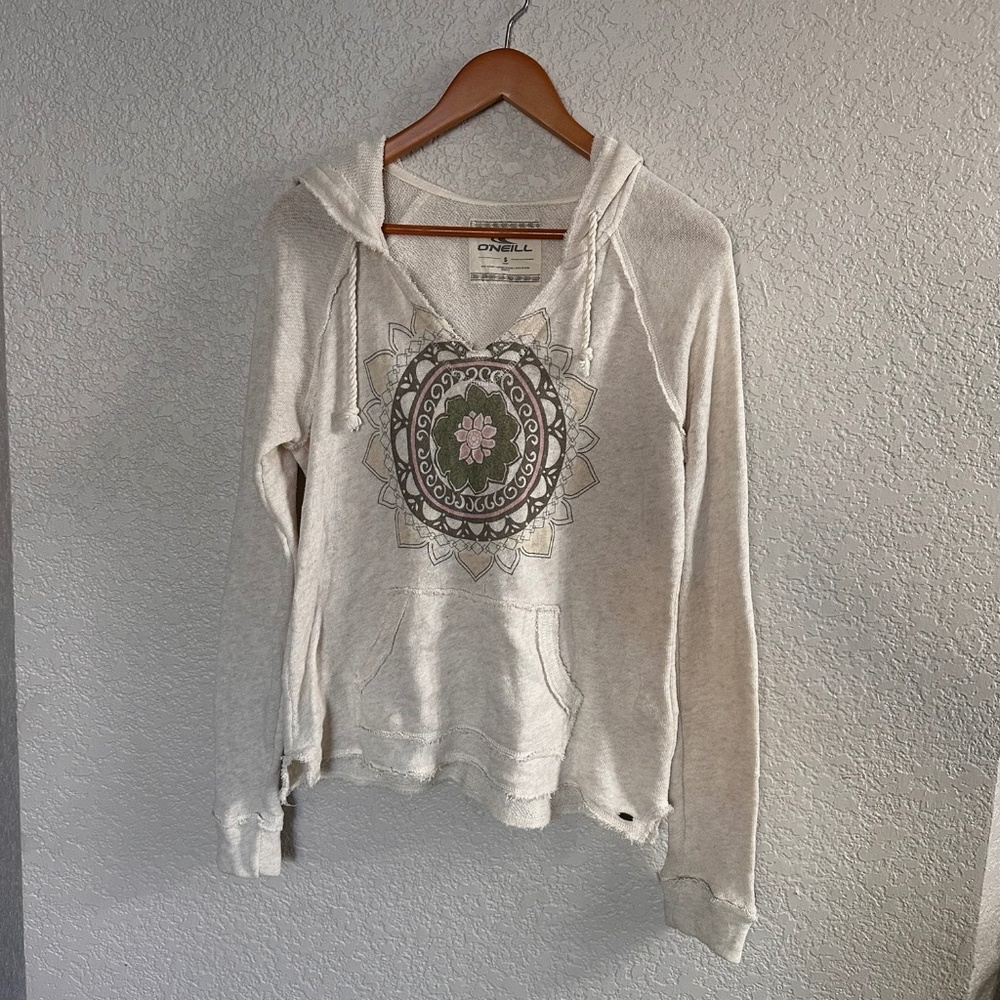 O'Neill Mandala Pullover Distressed Hooded Sweatshirt Size Small